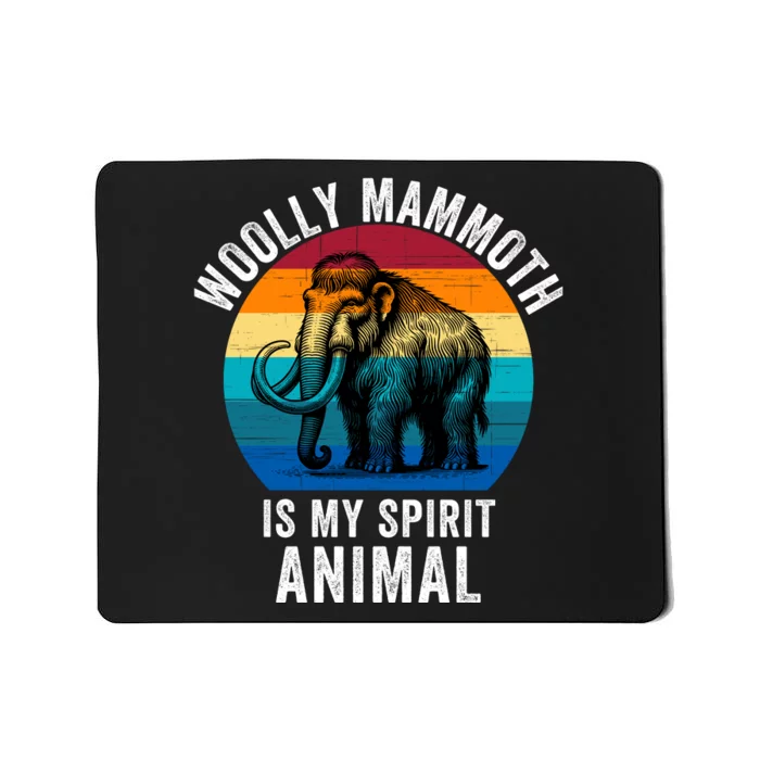 Woolly Mammoth Is My Spirt Animal Vintage Retro Sunset Mousepad