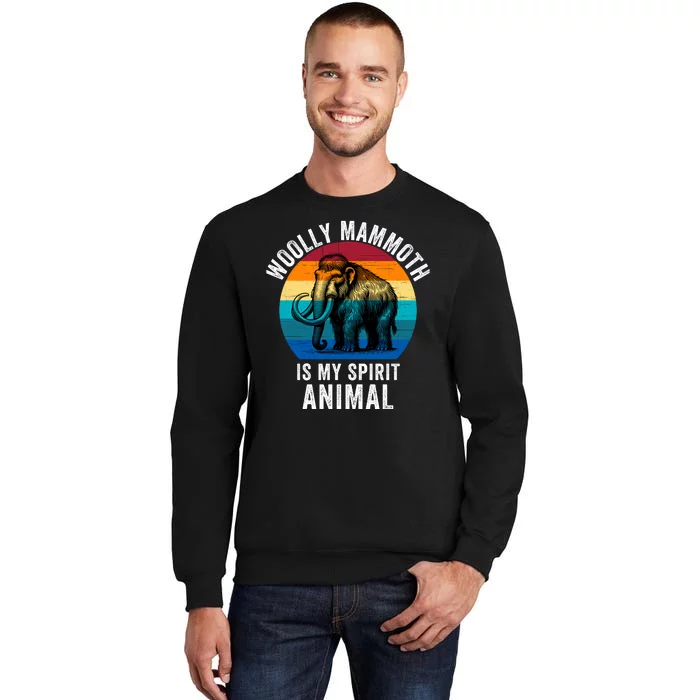 Woolly Mammoth Is My Spirt Animal Vintage Retro Sunset Tall Sweatshirt