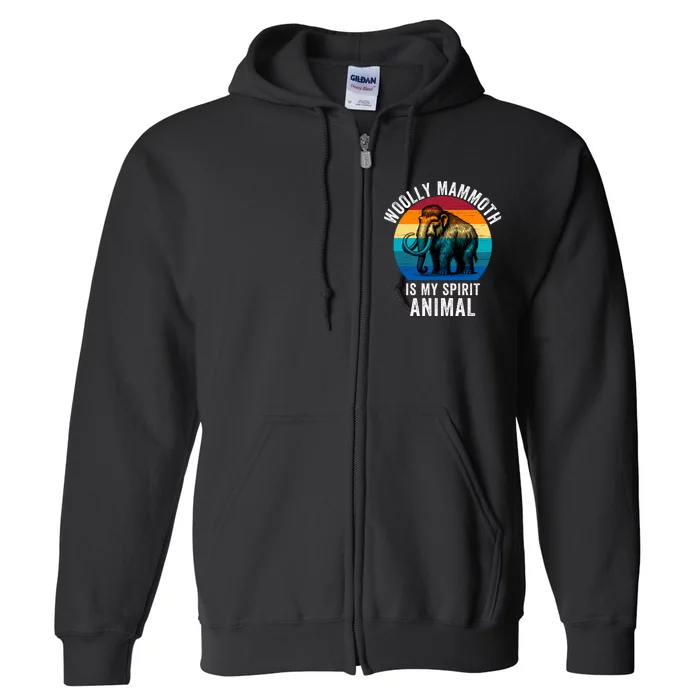 Woolly Mammoth Is My Spirt Animal Vintage Retro Sunset Full Zip Hoodie