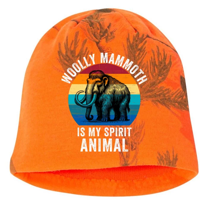 Woolly Mammoth Is My Spirt Animal Vintage Retro Sunset Kati - Camo Knit Beanie