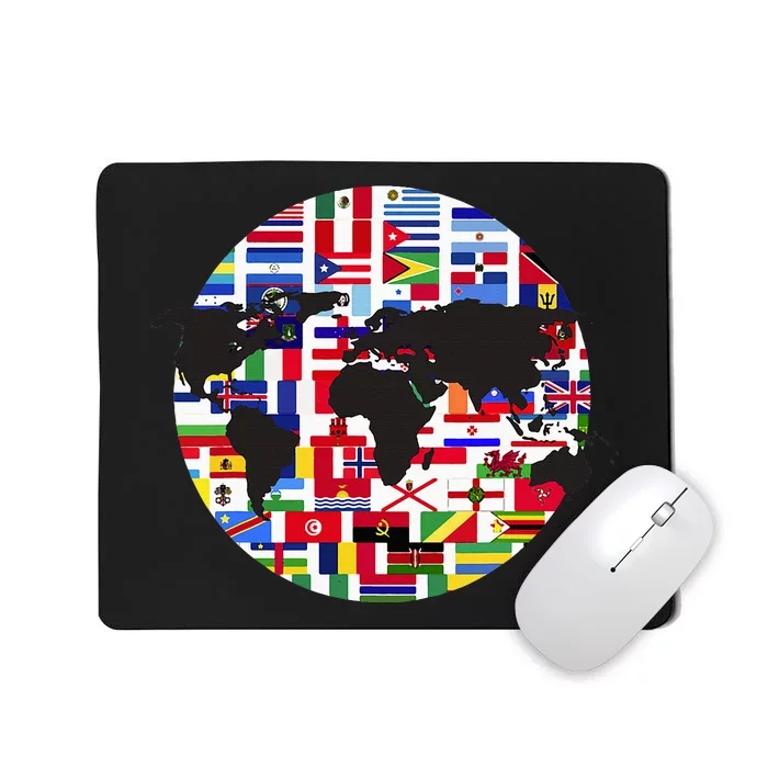 World Map International Country Flags Traveling World Flags Mousepad