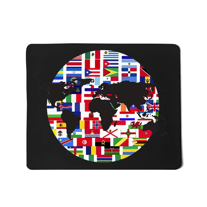 World Map International Country Flags Traveling World Flags Mousepad