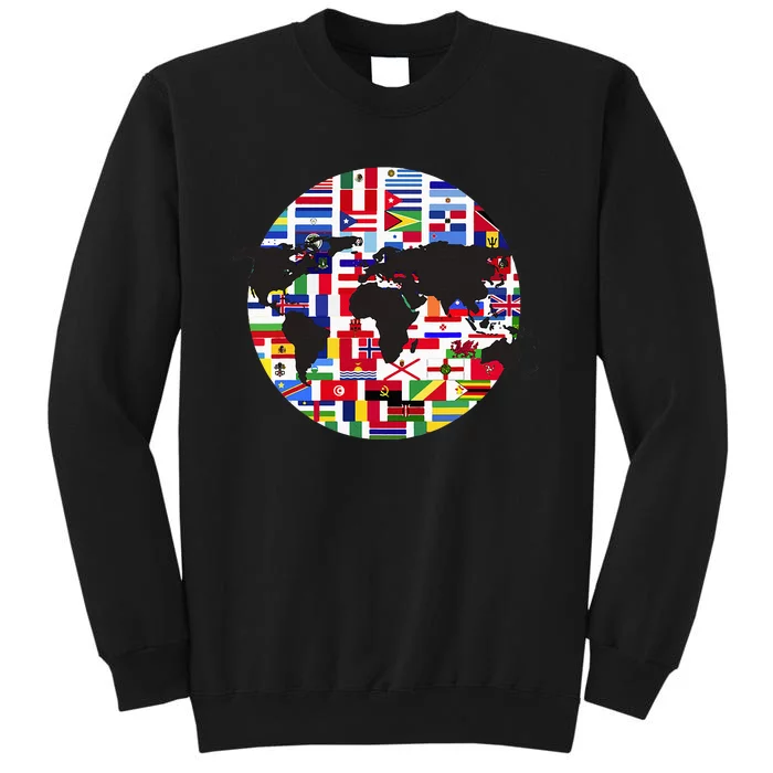 World Map International Country Flags Traveling World Flags Tall Sweatshirt