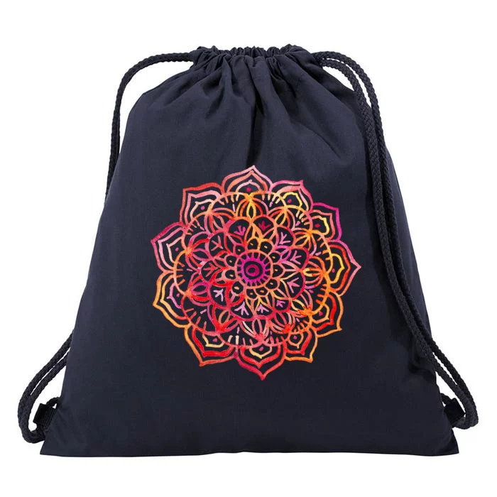 Watercolor Medallion In Sunset Colors Drawstring Bag