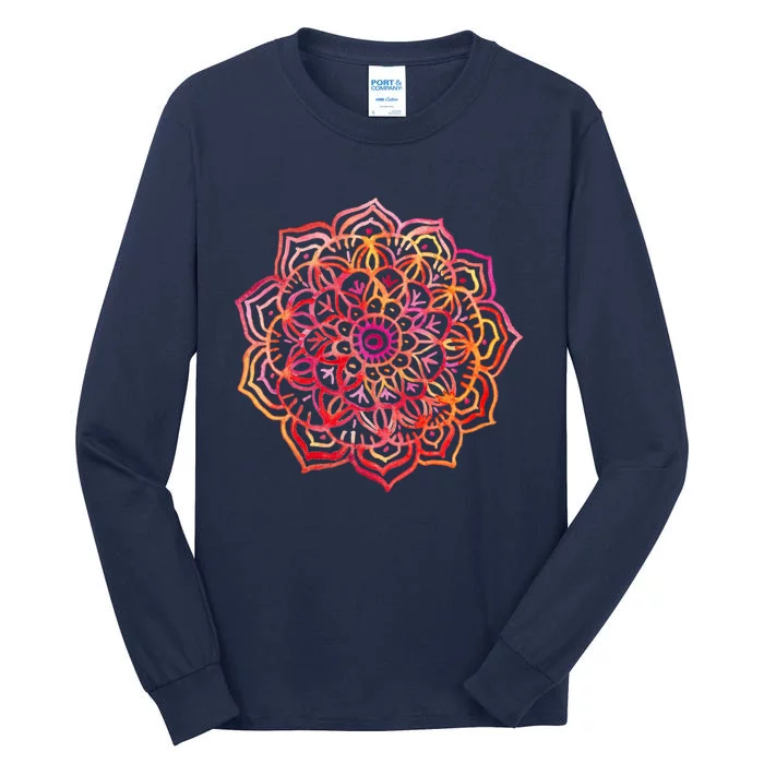 Watercolor Medallion In Sunset Colors Tall Long Sleeve T-Shirt