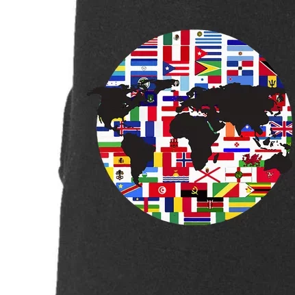 World Map International Country Flags Traveling World Flags Doggie 3-End Fleece Hoodie