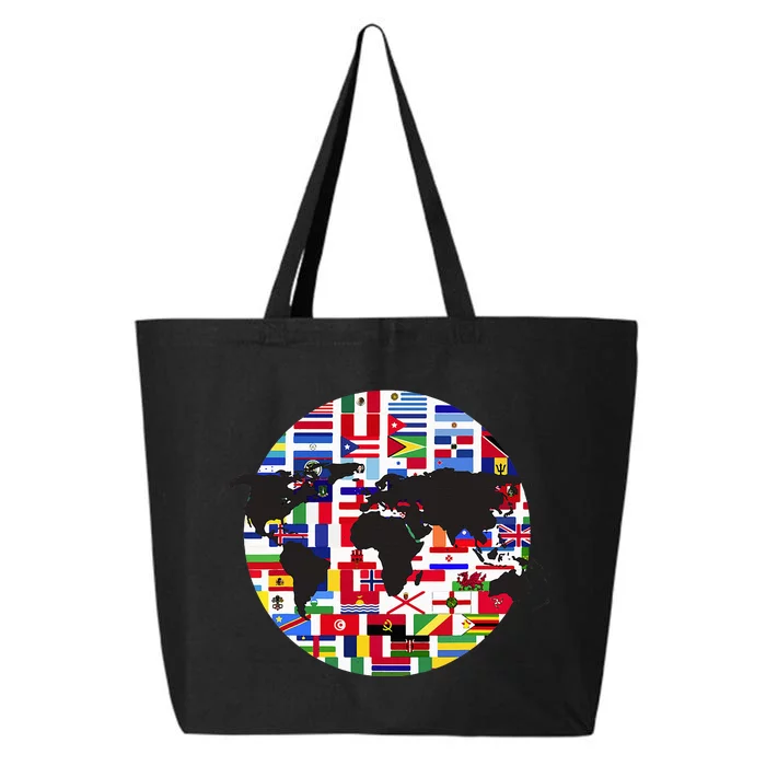 World Map International Country Flags Traveling World Flags 25L Jumbo Tote