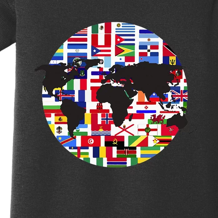 World Map International Country Flags Traveling World Flags Baby Bodysuit