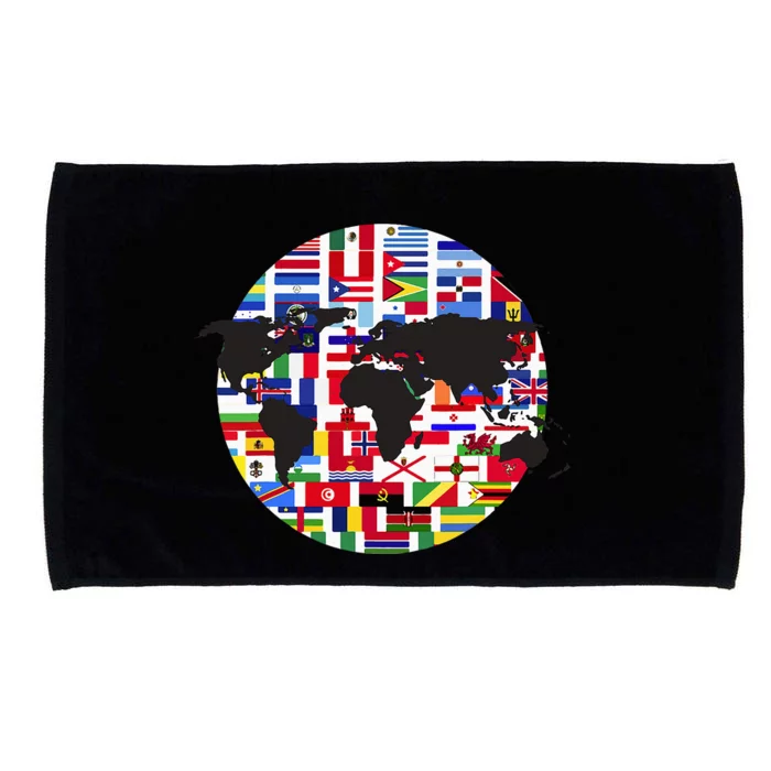 World Map International Country Flags Traveling World Flags Microfiber Hand Towel