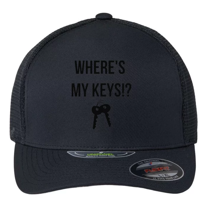 Where's My Keys Lost Misplaced Keys Funny Flexfit Unipanel Trucker Cap