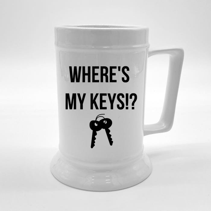 Where's My Keys Lost Misplaced Keys Funny Front & Back Beer Stein