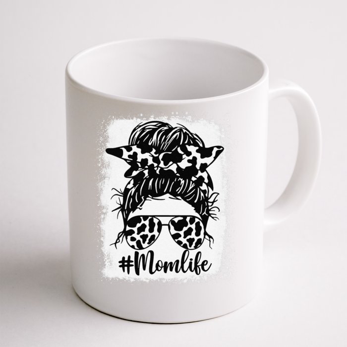 Women Mom Life Bleached Mom Life Cow Heifer Messy Bun Front & Back Coffee Mug