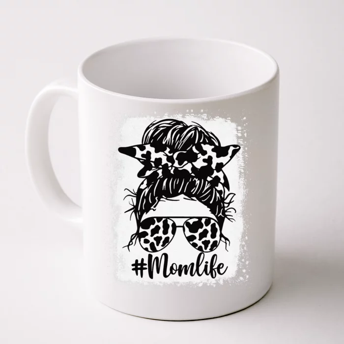 Women Mom Life Bleached Mom Life Cow Heifer Messy Bun Front & Back Coffee Mug