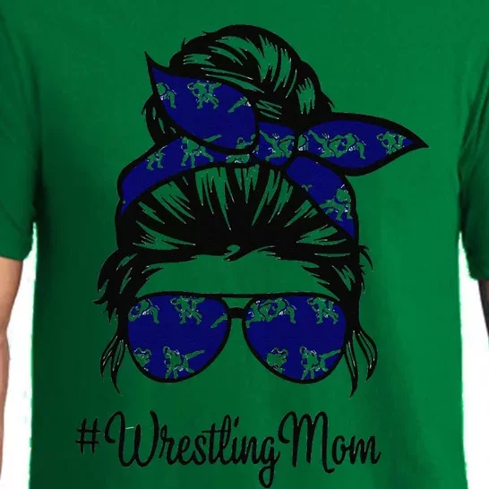 Wrestling Mom Life Mothers Day Messy Bun Pajama Set