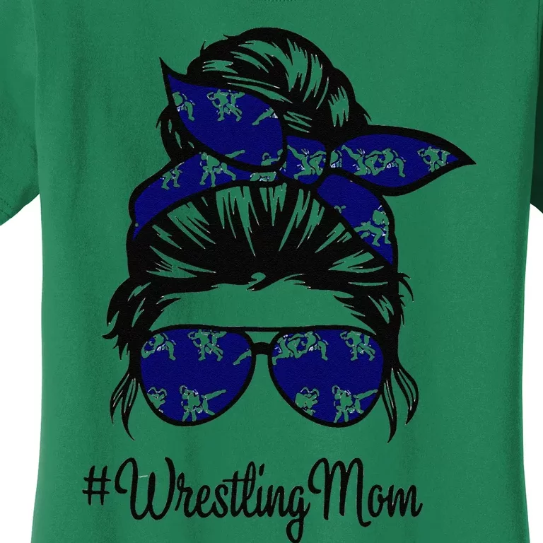 Wrestling Mom Life Mothers Day Messy Bun Women's T-Shirt