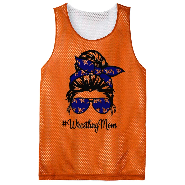 Wrestling Mom Life Mothers Day Messy Bun Mesh Reversible Basketball Jersey Tank