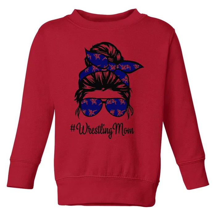 Wrestling Mom Life Mothers Day Messy Bun Toddler Sweatshirt