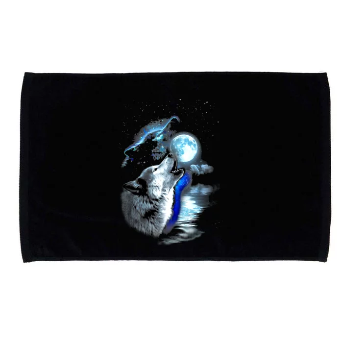 Wolf Moon Lake Wolf Howling Full Moon Wolf Graphics Design Microfiber Hand Towel