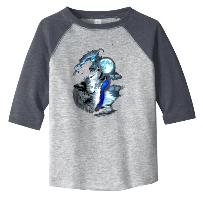 Wolf Moon Lake Wolf Howling Full Moon Wolf Graphics Design Toddler Fine Jersey T-Shirt