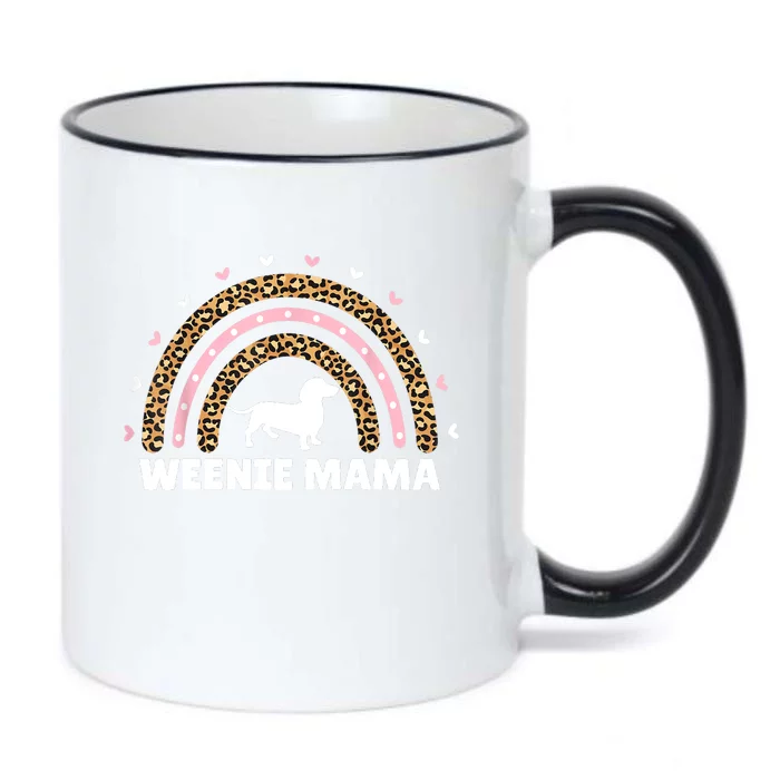 Weenie Mama Leopard Rainbow Dachshund Lover Gift Black Color Changing Mug