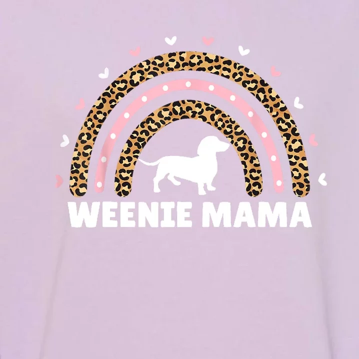 Weenie Mama Leopard Rainbow Dachshund Lover Gift Garment-Dyed Sweatshirt