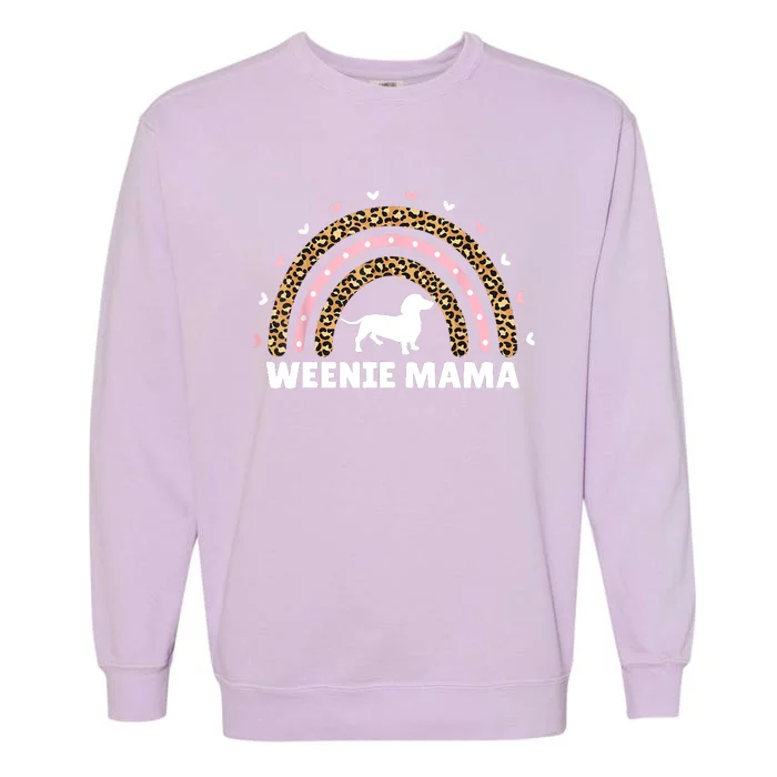 Weenie Mama Leopard Rainbow Dachshund Lover Gift Garment-Dyed Sweatshirt