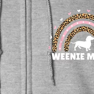 Weenie Mama Leopard Rainbow Dachshund Lover Gift Full Zip Hoodie