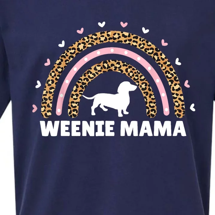 Weenie Mama Leopard Rainbow Dachshund Lover Gift Sueded Cloud Jersey T-Shirt