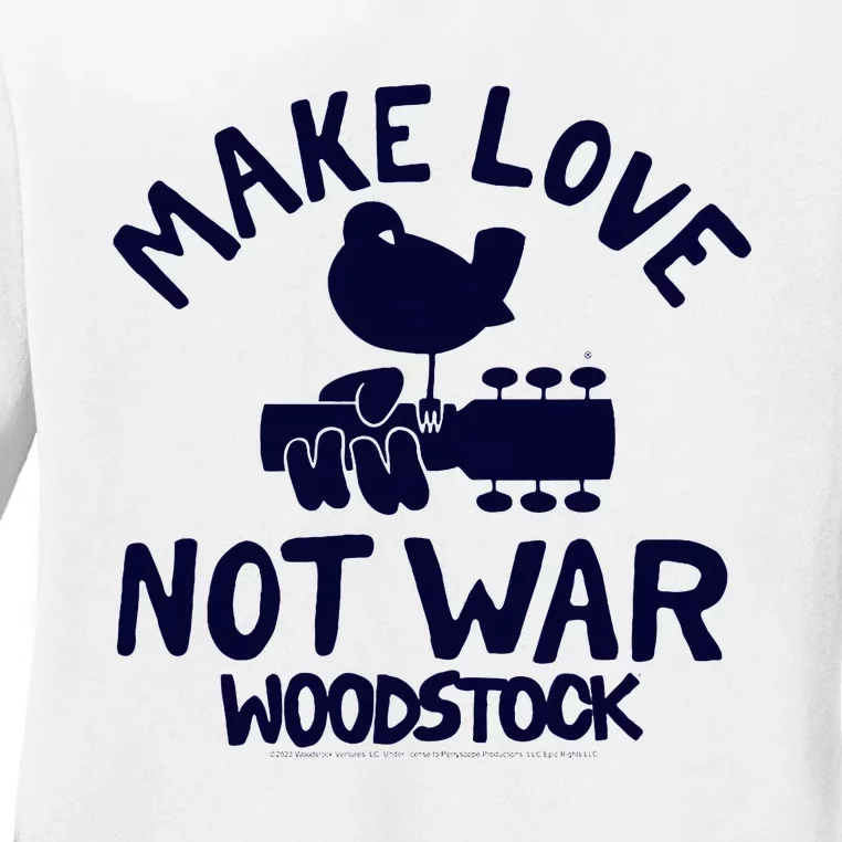 W.Oodstock Make Love Not War Ladies Long Sleeve Shirt