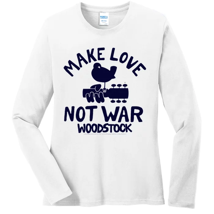 W.Oodstock Make Love Not War Ladies Long Sleeve Shirt