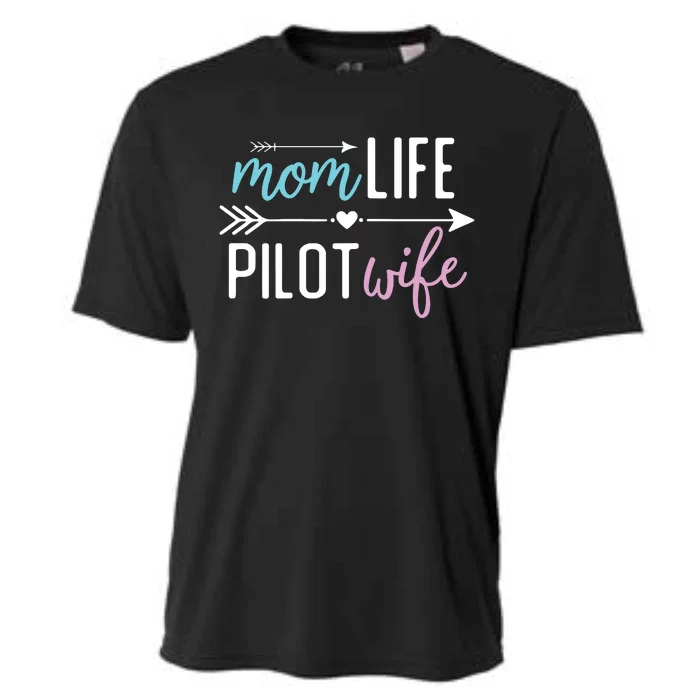 Womens Mom Life Pilot Wife Gift For Girlfriend Wife Cooling Performance Crew T-Shirt