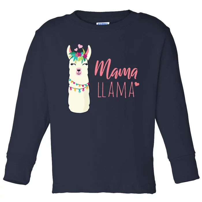 Womens Mama Llama Toddler Long Sleeve Shirt