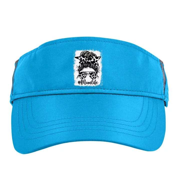 Women Mom Life Bleached Mom Life Cow Heifer Messy Bun Adult Drive Performance Visor