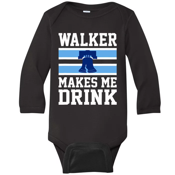 Walker Makes Me Drink Baby Long Sleeve Bodysuit