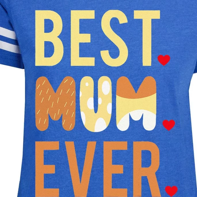 Women Mom Mothers Day Best Mom Ever Enza Ladies Jersey Football T-Shirt