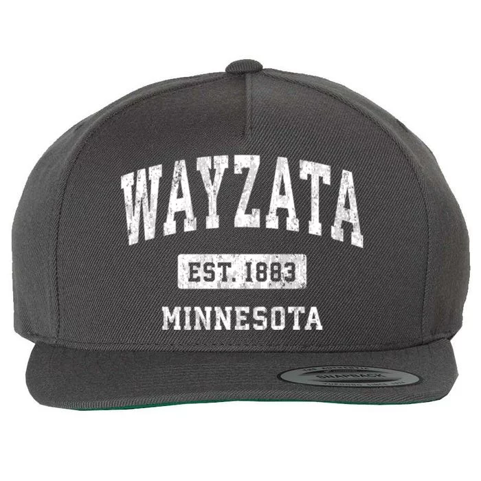 Wayzata Minnesota Mn Vintage Athletic Sports Wool Snapback Cap