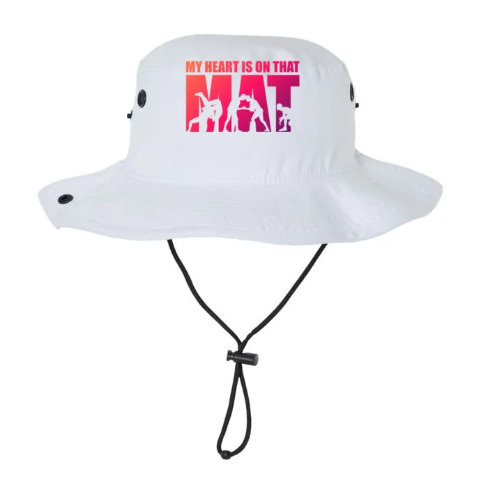 Wrestling Mother My Heart Is On That Mat Wrestling Gift Legacy Cool Fit Booney Bucket Hat