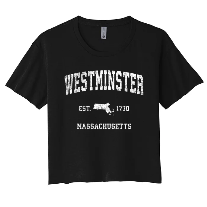 Westminster Massachusetts Ma Vintage Athletic Sports Women's Crop Top Tee