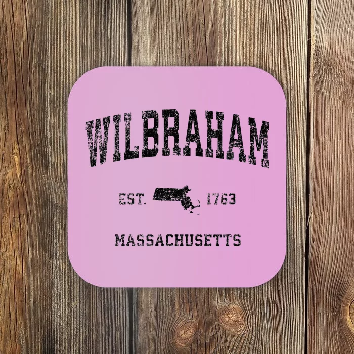 Wilbraham Massachusetts Ma Vintage Sports Design Black Print Coaster