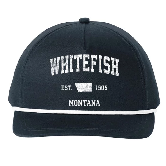 Whitefish Montana Mt Vintage Sports Snapback Five-Panel Rope Hat