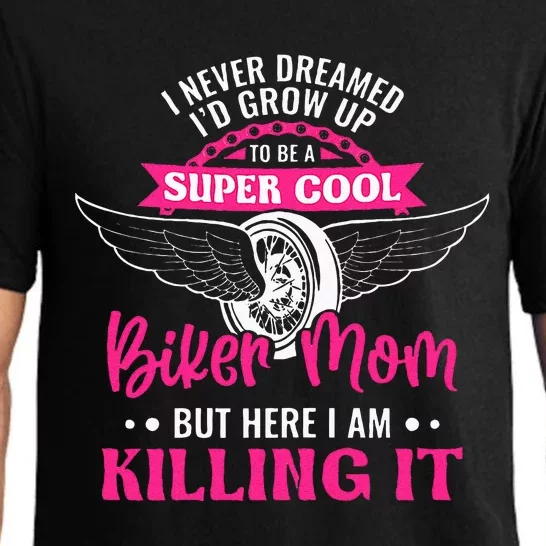 Womens Motorcycle Mom Motorbike Graphic Funny Biker Mom Pajama Set