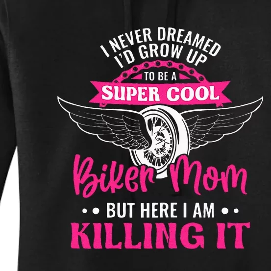 Womens Motorcycle Mom Motorbike Graphic Funny Biker Mom Women's Pullover Hoodie