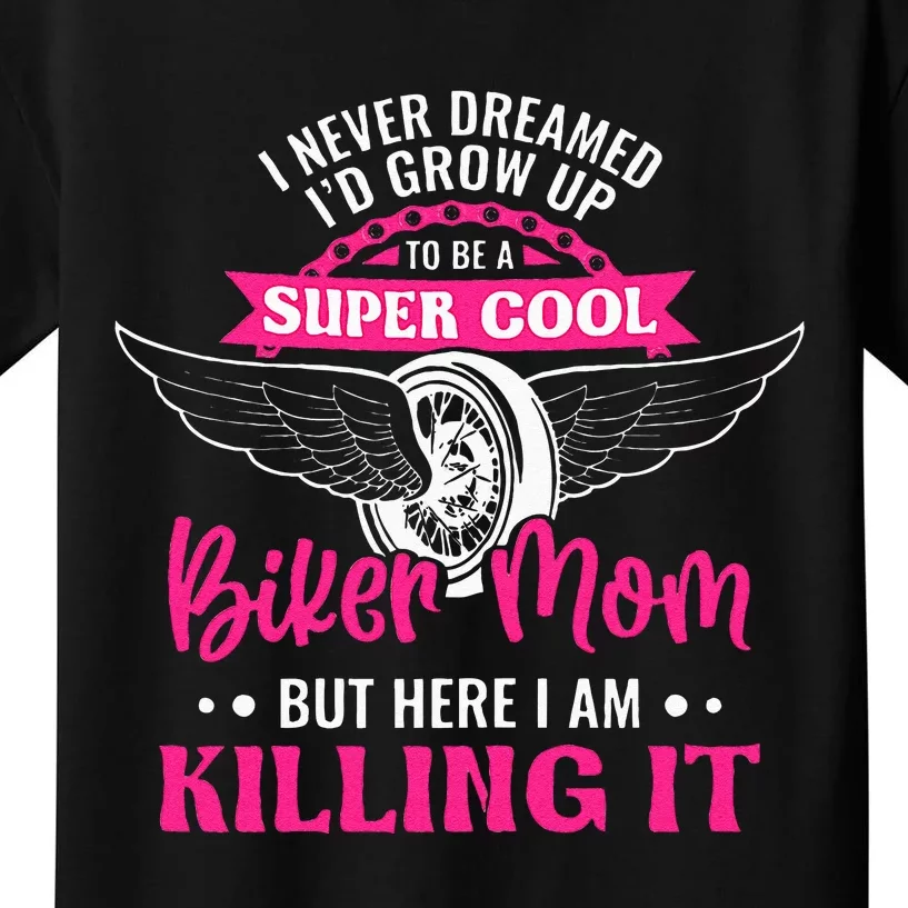 Womens Motorcycle Mom Motorbike Graphic Funny Biker Mom Kids T-Shirt