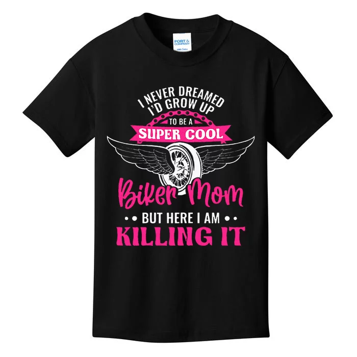 Womens Motorcycle Mom Motorbike Graphic Funny Biker Mom Kids T-Shirt