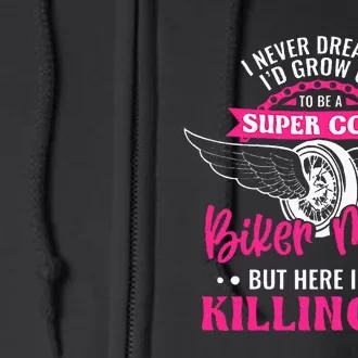 Womens Motorcycle Mom Motorbike Graphic Funny Biker Mom Full Zip Hoodie