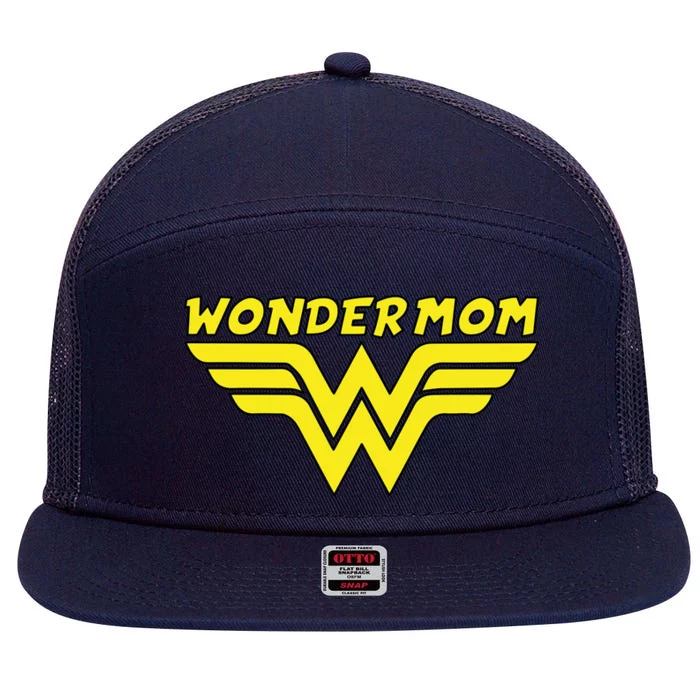 Wonder Mom Mother's Day Gift 7 Panel Mesh Trucker Snapback Hat