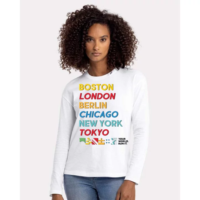 World Marathon Majors Sportiqe Womens Cotton Relaxed Long Sleeve T-Shirt