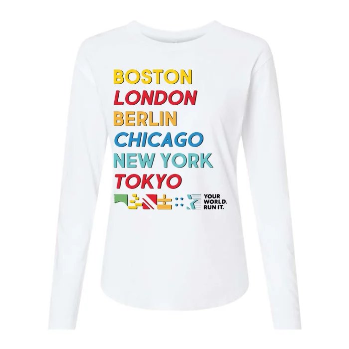 World Marathon Majors Sportiqe Womens Cotton Relaxed Long Sleeve T-Shirt