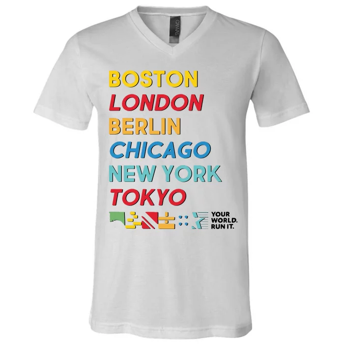 World Marathon Majors Sportiqe V-Neck T-Shirt