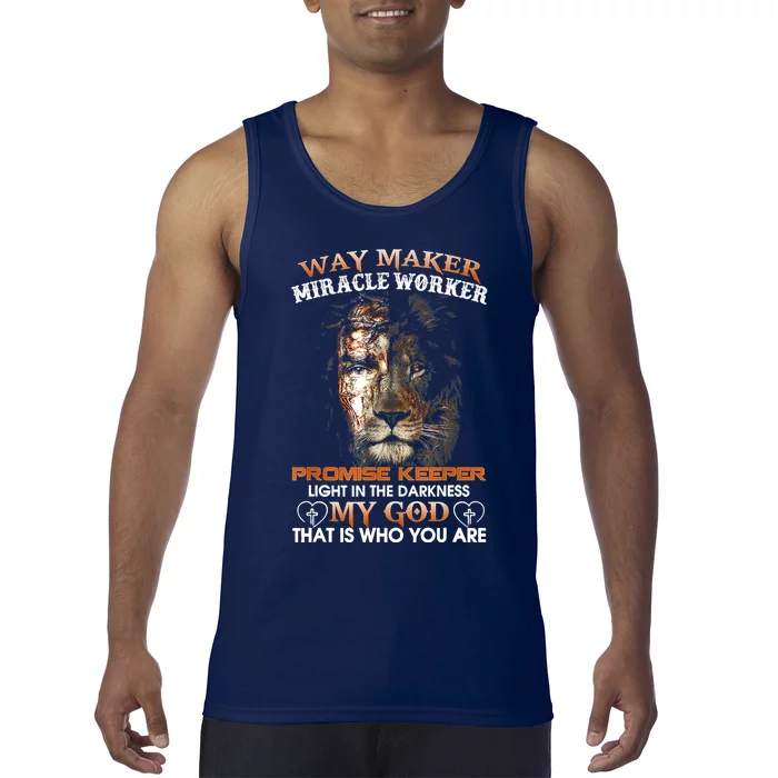 Way Maker Miracle Worker Promise Keeper Light Jesus Lion Tank Top